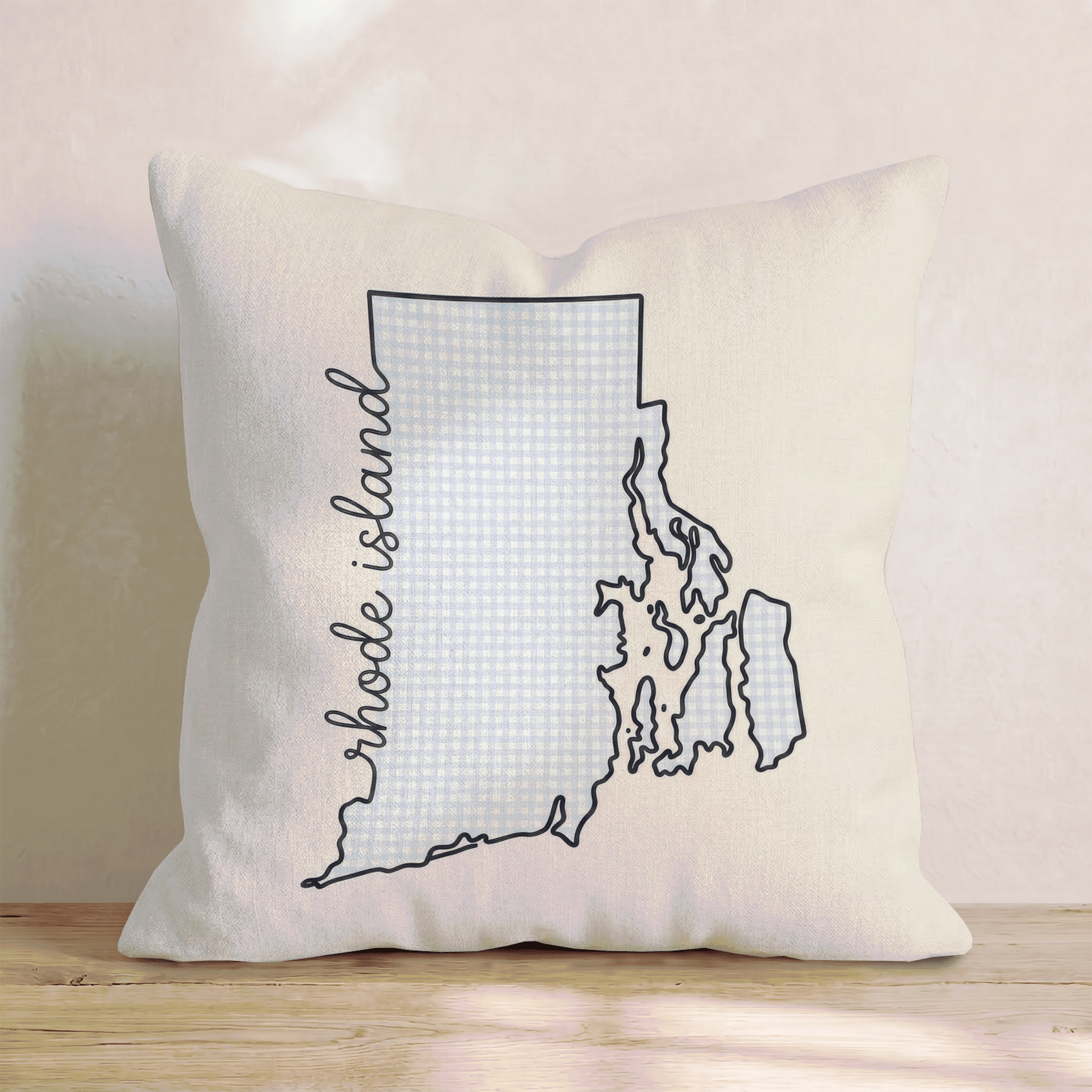 Blue Plaid Rhode Island Throw Pillow - Hillcroft Home