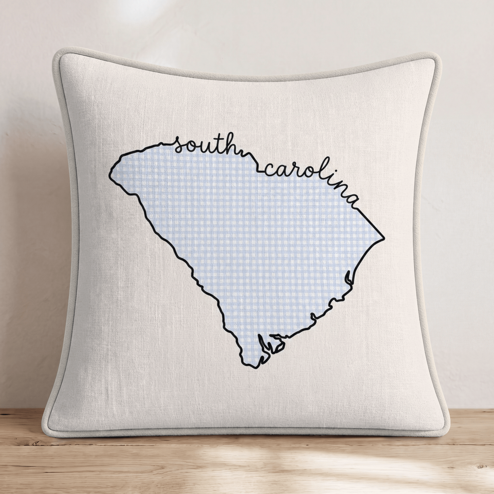 Blue Plaid South Carolina Throw Pillow - Hillcroft Home