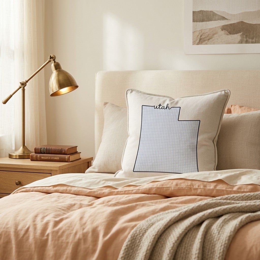 Blue Plaid Utah Throw Pillow - Hillcroft Home