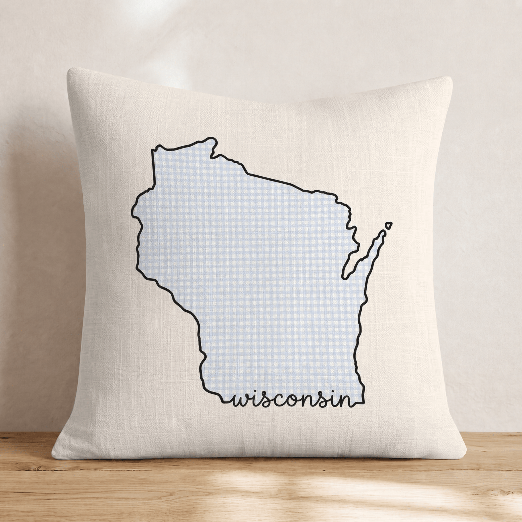Blue Plaid Wisconsin Throw Pillow - Hillcroft Home