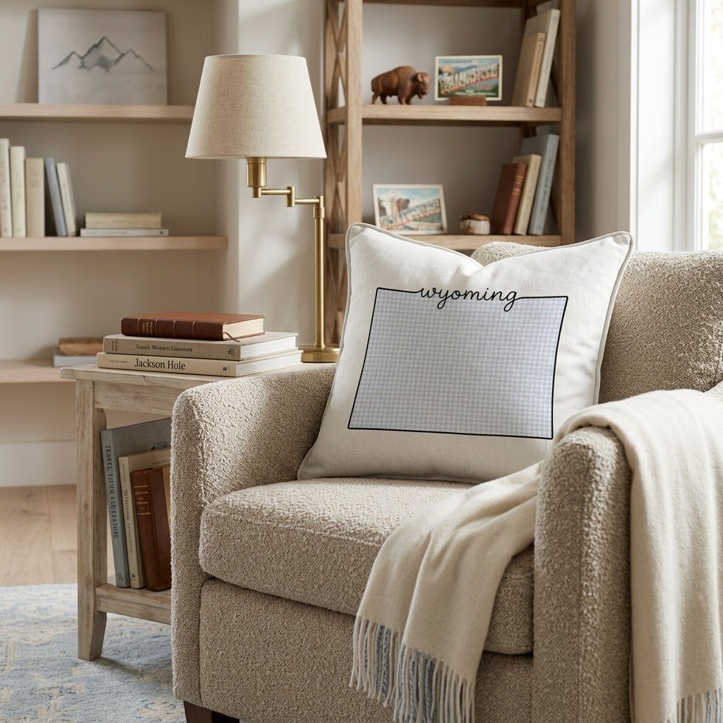 Blue Plaid Wyoming Throw Pillow - Hillcroft Home