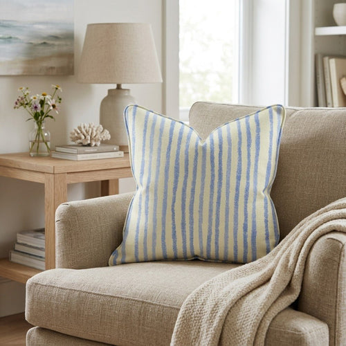 Blue Raspberry Stripes Throw Pillow - Hillcroft Home