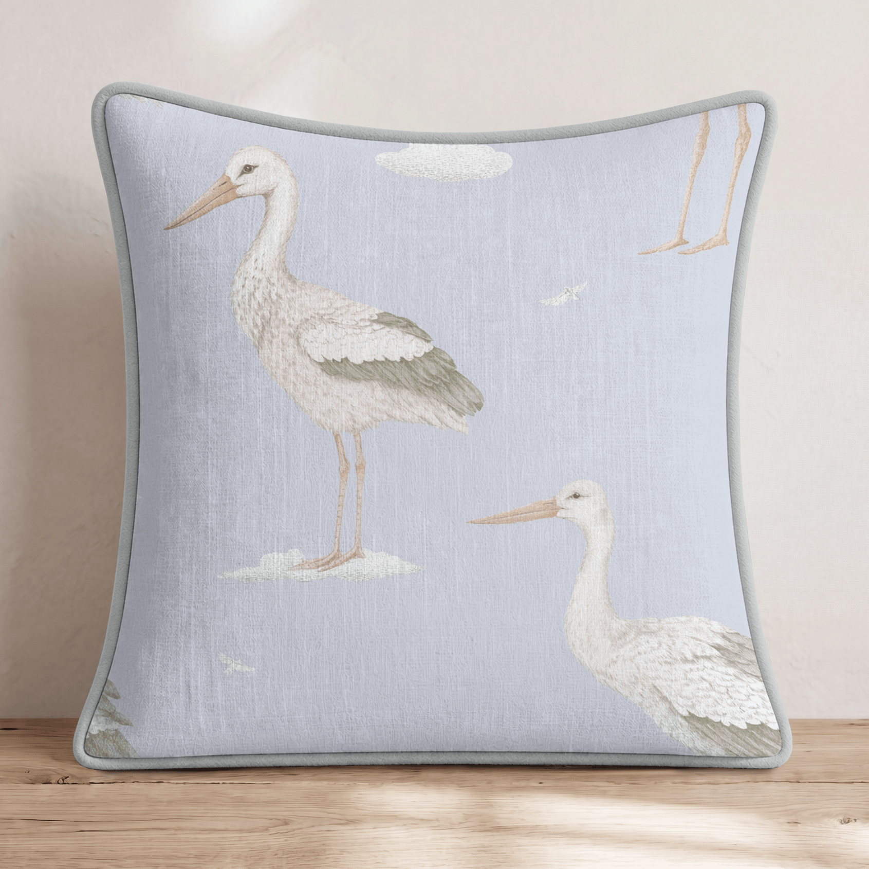 Blue Storks Throw Pillow - Hillcroft Home