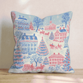 Blue Toile Village Throw Pillow - Hillcroft Home
