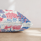 Blue Toile Village Throw Pillow - Hillcroft Home