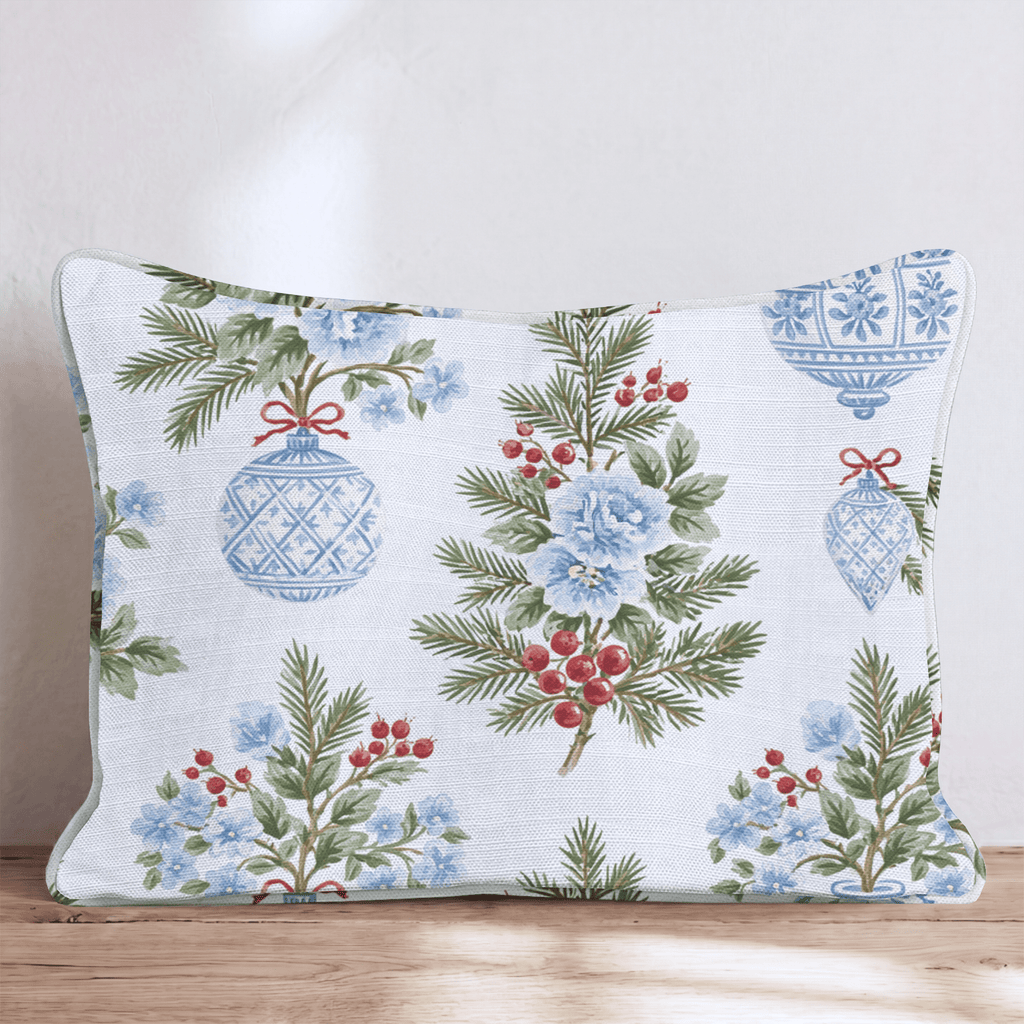 Blue & White Bauble Throw Pillow throw pillow - Hillcroft Home