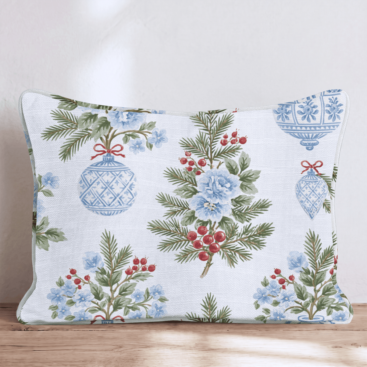 Blue & White Bauble Throw Pillow throw pillow - Hillcroft Home