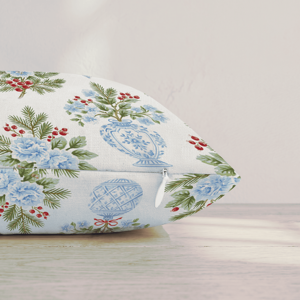 Blue & White Bauble Throw Pillow throw pillow - Hillcroft Home