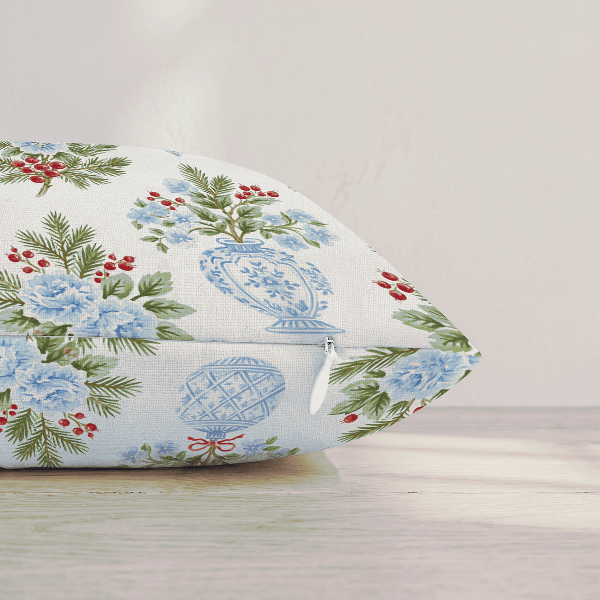 Blue & White Bauble Throw Pillow throw pillow - Hillcroft Home
