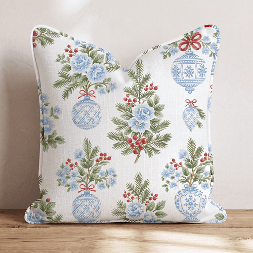 Blue & White Bauble Throw Pillow throw pillow - Hillcroft Home