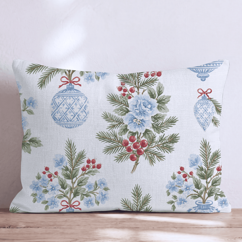 Blue & White Bauble Throw Pillow throw pillow - Hillcroft Home