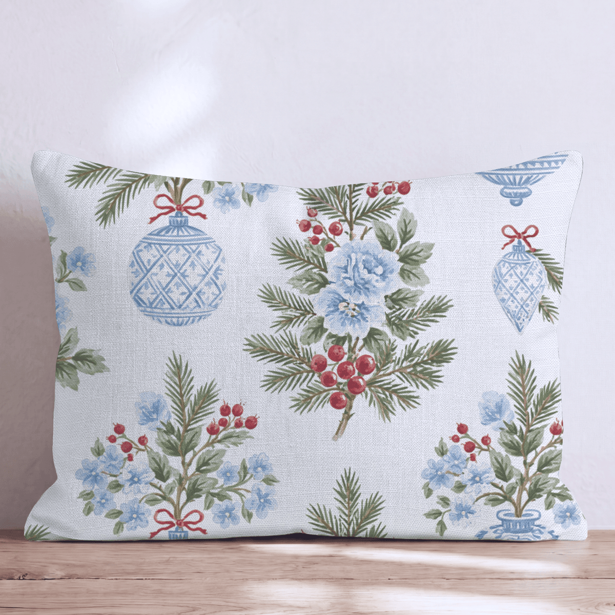 Blue & White Bauble Throw Pillow throw pillow - Hillcroft Home