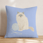 Blue Yarn Ragdoll Throw Pillow - Hillcroft Home