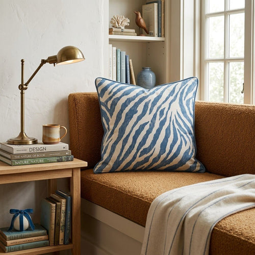 Blue Zebra Throw Pillow - Hillcroft Home
