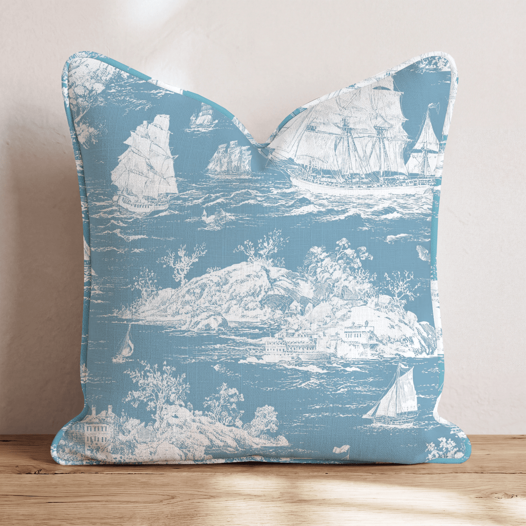 Blueberry Saling Toile Throw Pillow - Hillcroft Home
