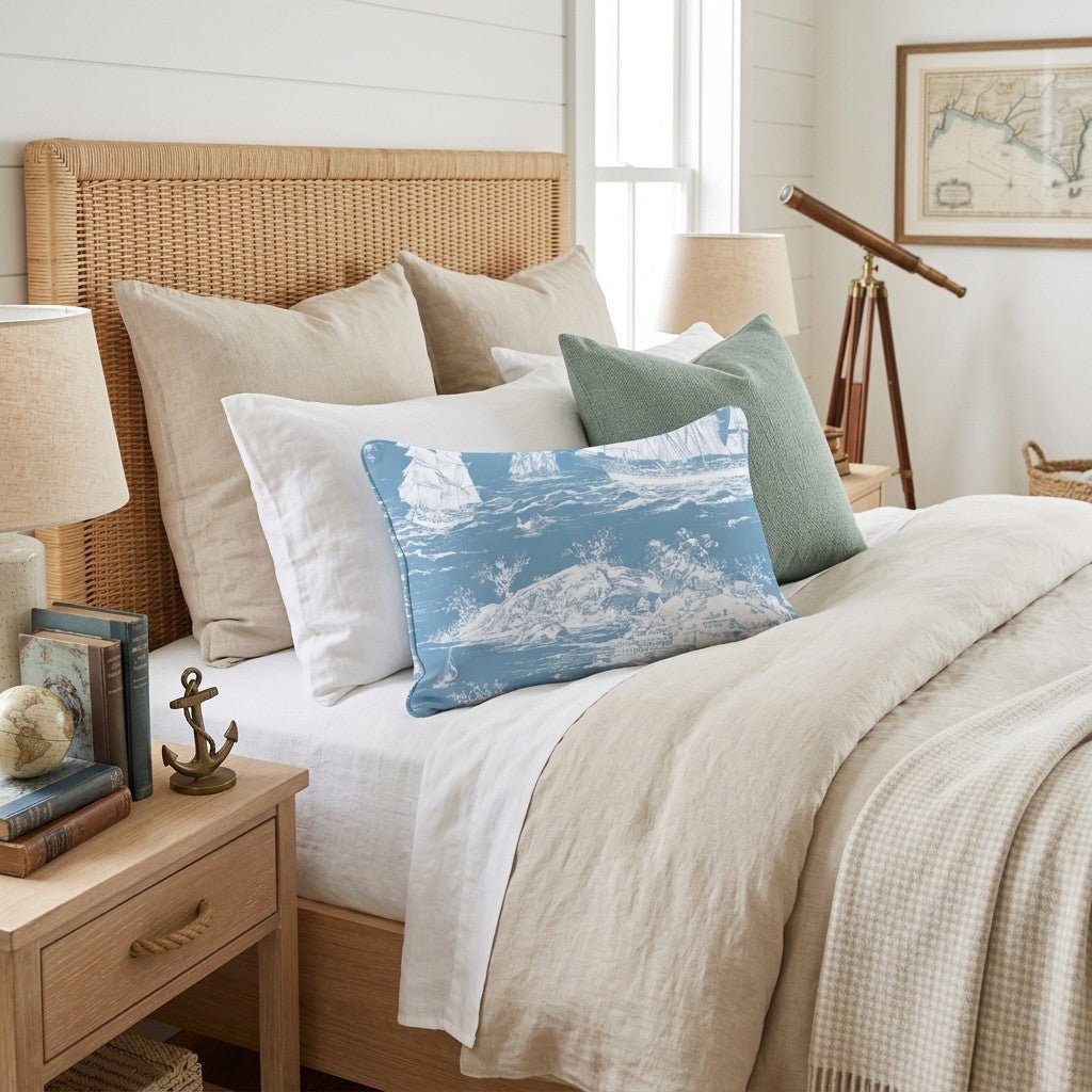 Blueberry Saling Toile Throw Pillow - Hillcroft Home