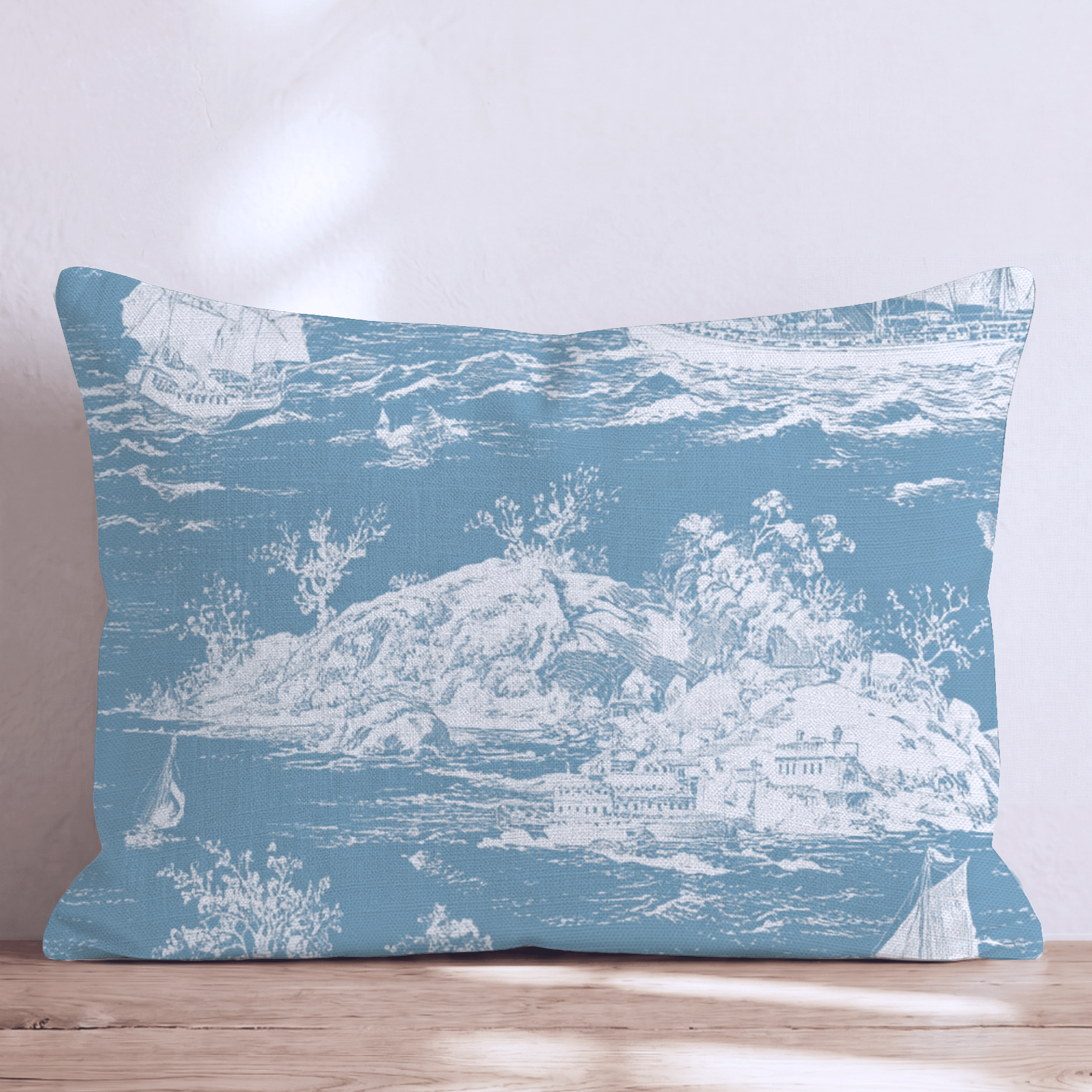 Blueberry Saling Toile Throw Pillow - Hillcroft Home
