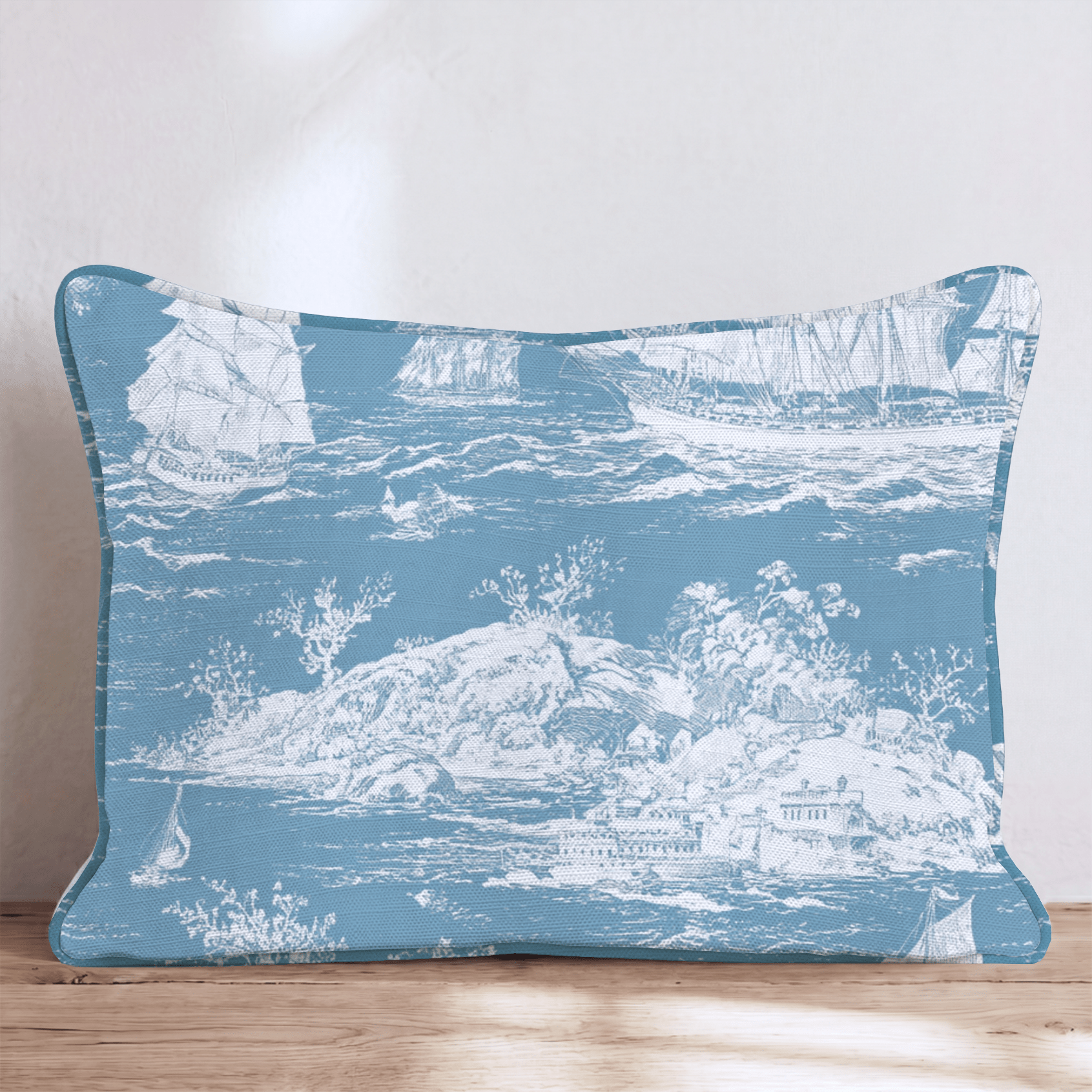 Blueberry Saling Toile Throw Pillow - Hillcroft Home