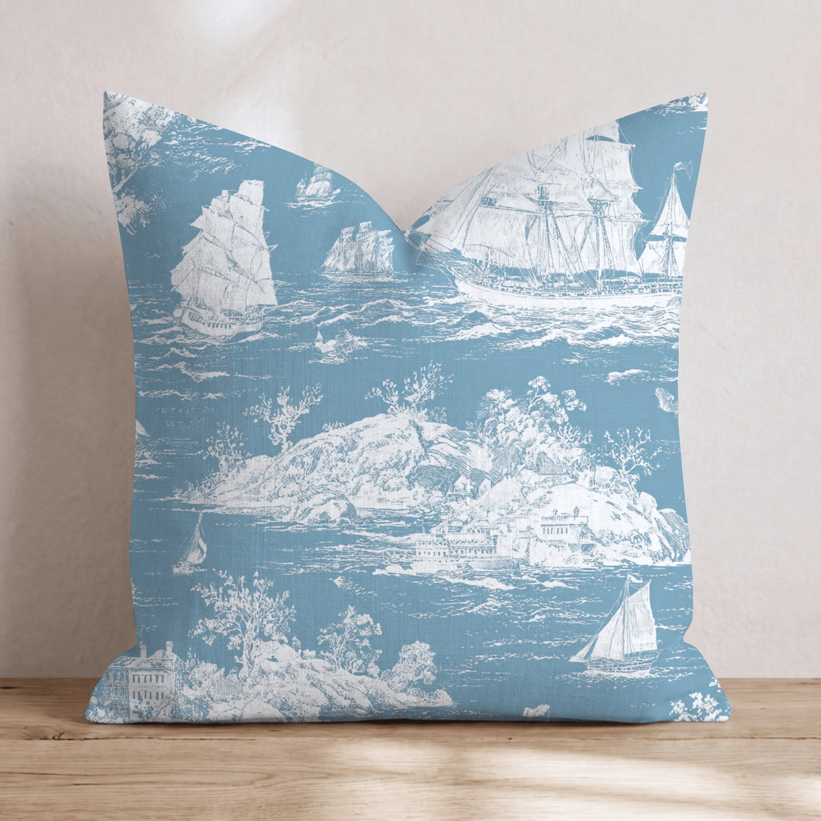 Blueberry Saling Toile Throw Pillow - Hillcroft Home