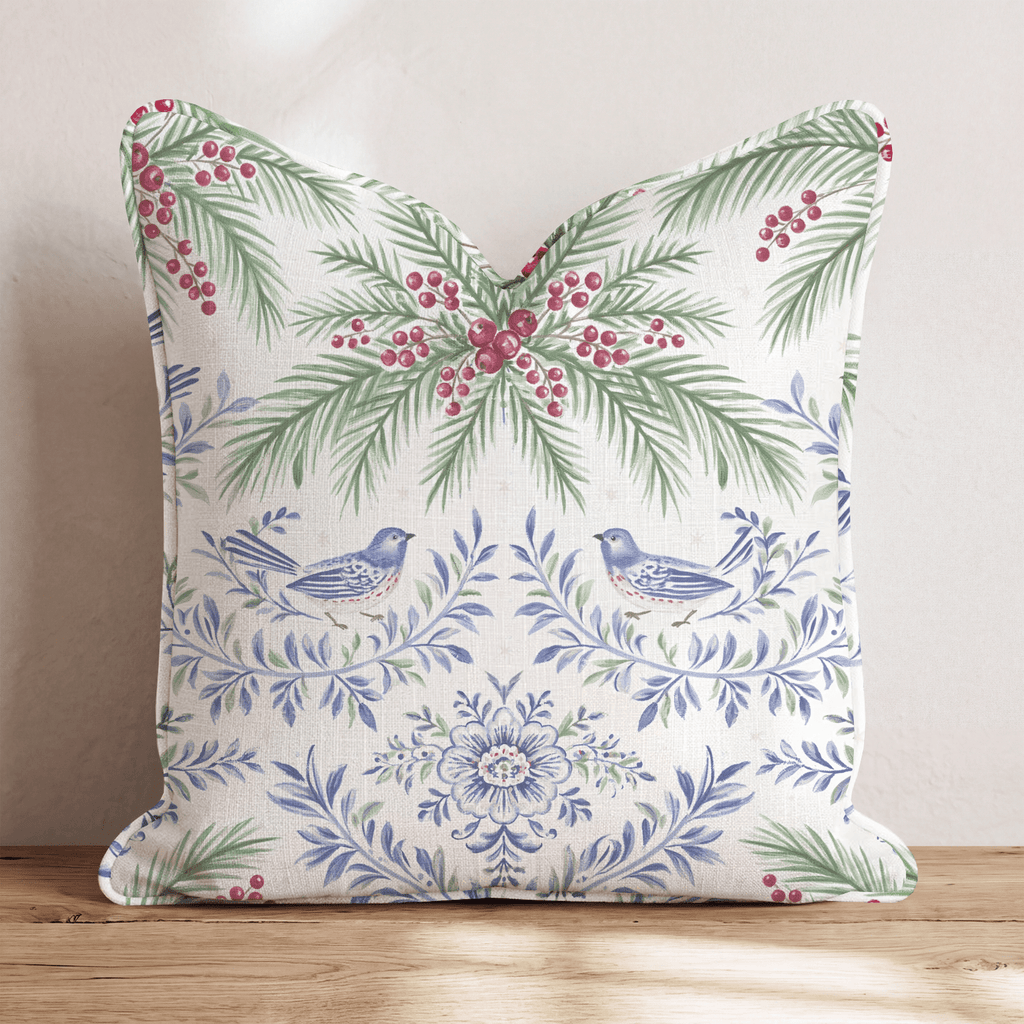 Bluebird Boughs Throw Pillow throw pillow - Hillcroft Home