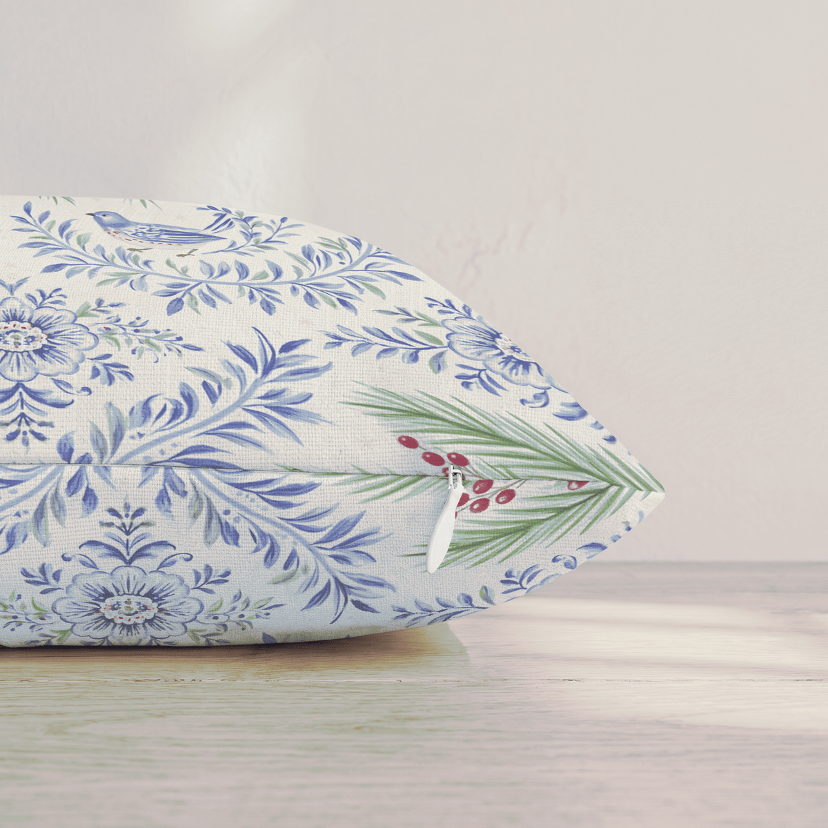 Bluebird Boughs Throw Pillow throw pillow - Hillcroft Home