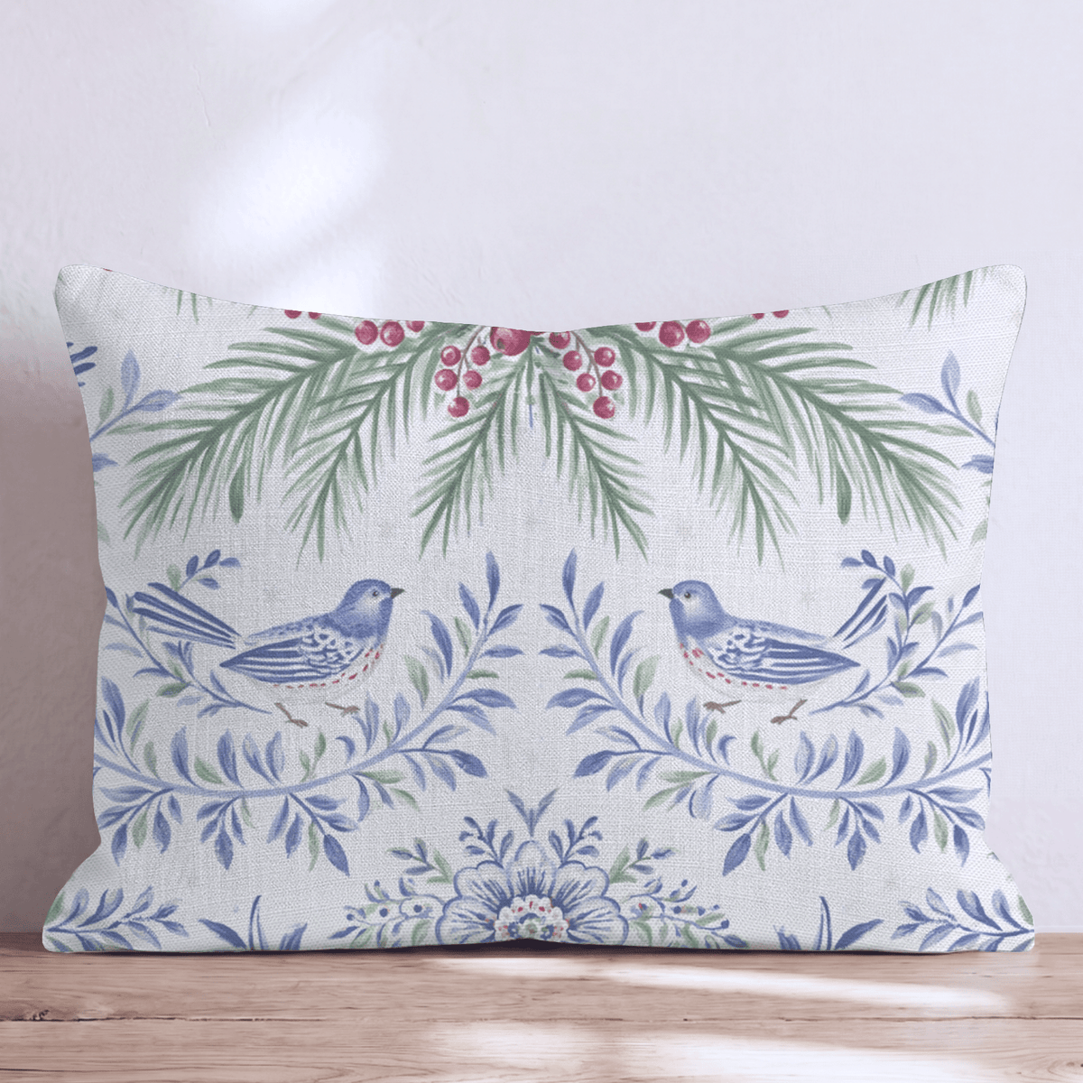 Bluebird Boughs Throw Pillow throw pillow - Hillcroft Home