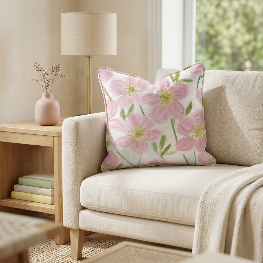 Blush Anemone Lush Throw Pillow - Hillcroft Home