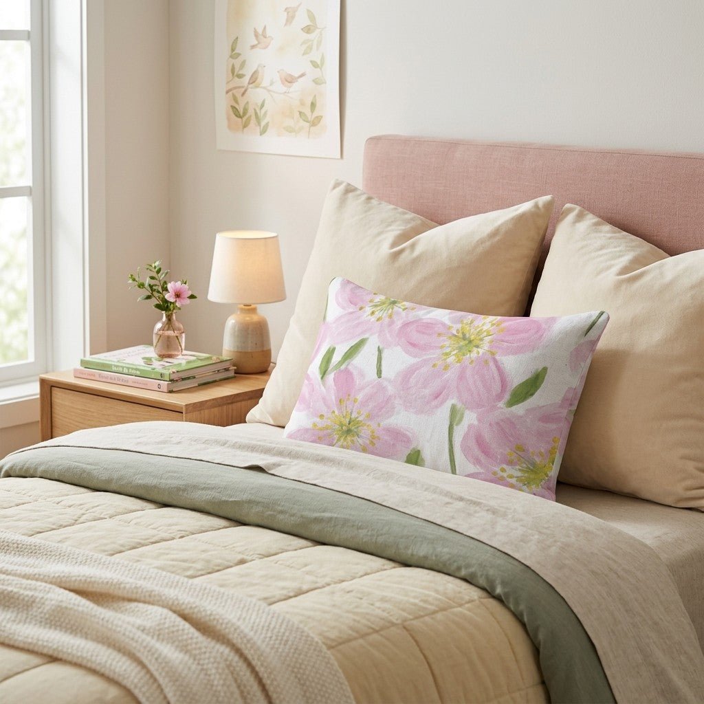 Blush Anemone Lush Throw Pillow - Hillcroft Home