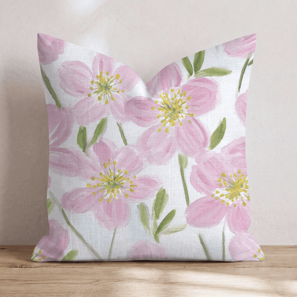 Blush Anemone Lush Throw Pillow - Hillcroft Home