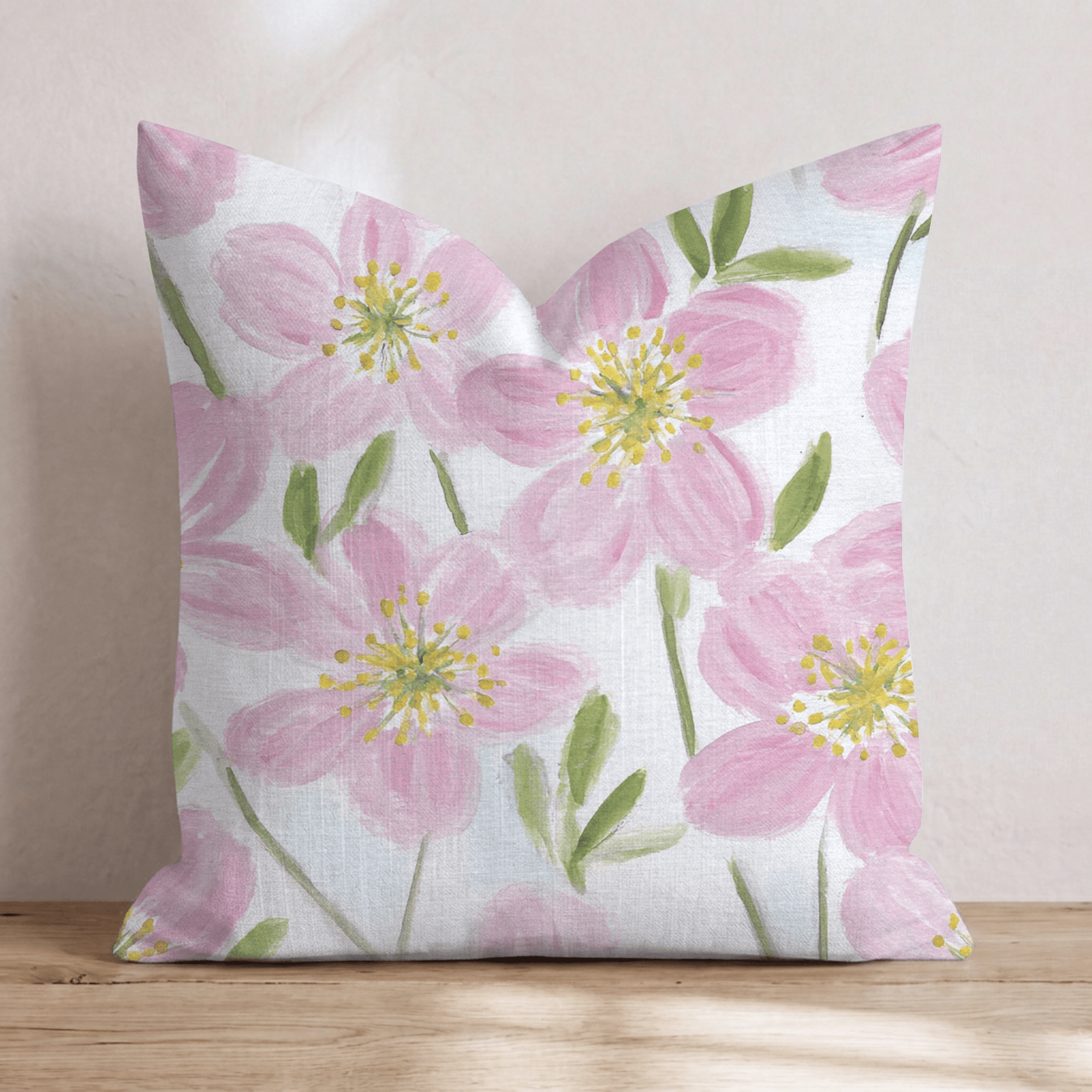 Blush Anemone Lush Throw Pillow - Hillcroft Home