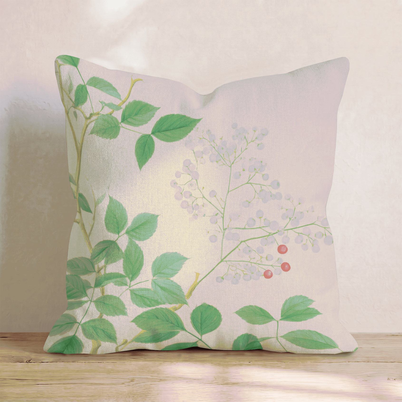 Blush Berry Branch Throw Pillow - Hillcroft Home