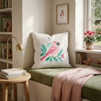 Blush Cardinal Holly Branch Throw Pillow - Hillcroft Home
