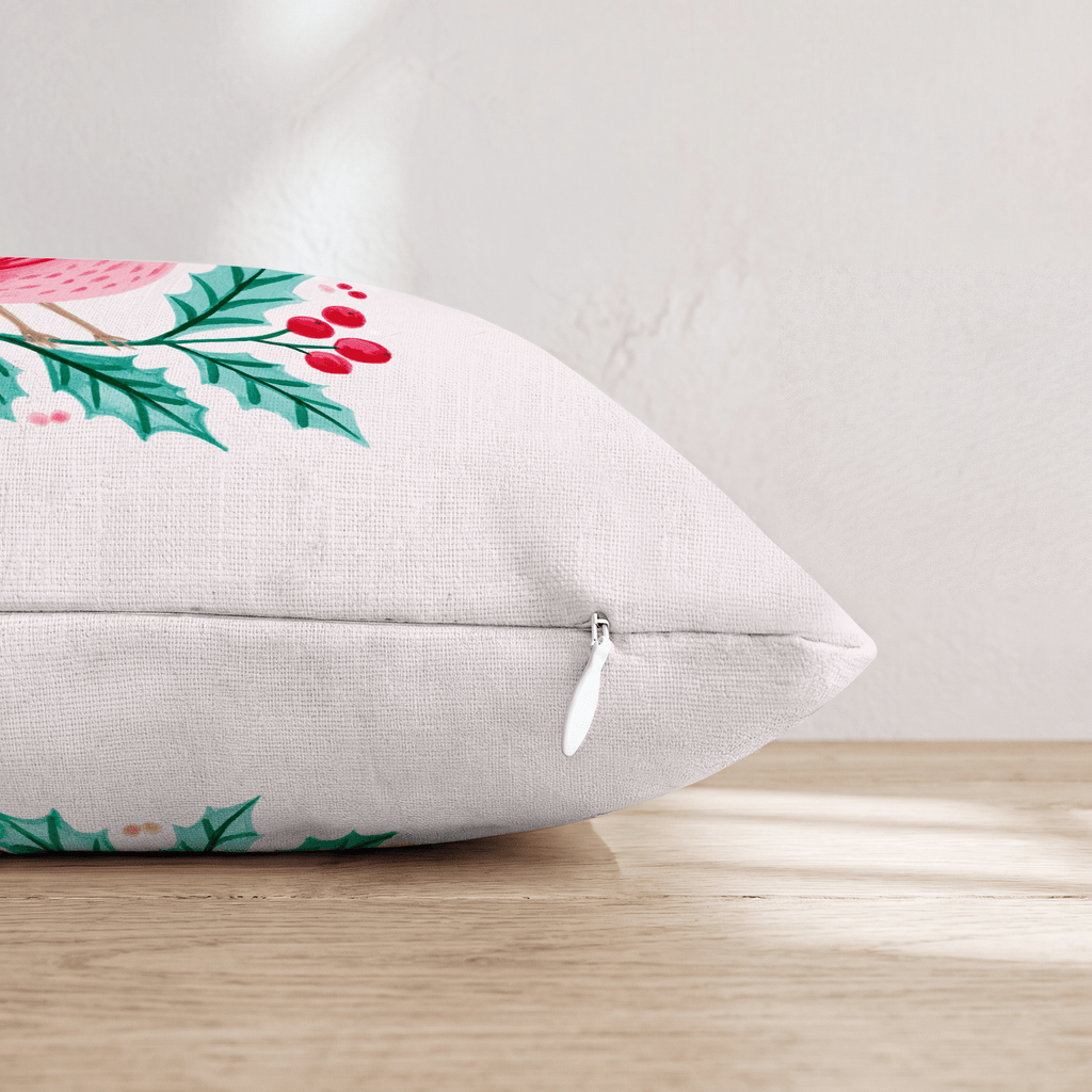 Blush Cardinal Holly Branch Throw Pillow - Hillcroft Home