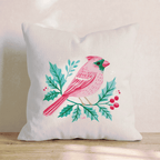 Blush Cardinal Holly Branch Throw Pillow - Hillcroft Home
