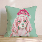 Blush Cavalier King Charles Spaniel Santa Cap Throw Pillow - Hillcroft Home