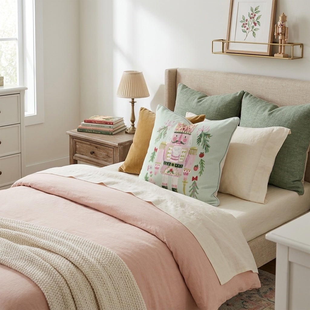 Blush Crown Nutcracker Throw Pillow - Hillcroft Home