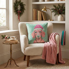 Blush Dachshund Santa Cap Throw Pillow throw pillow - Hillcroft Home