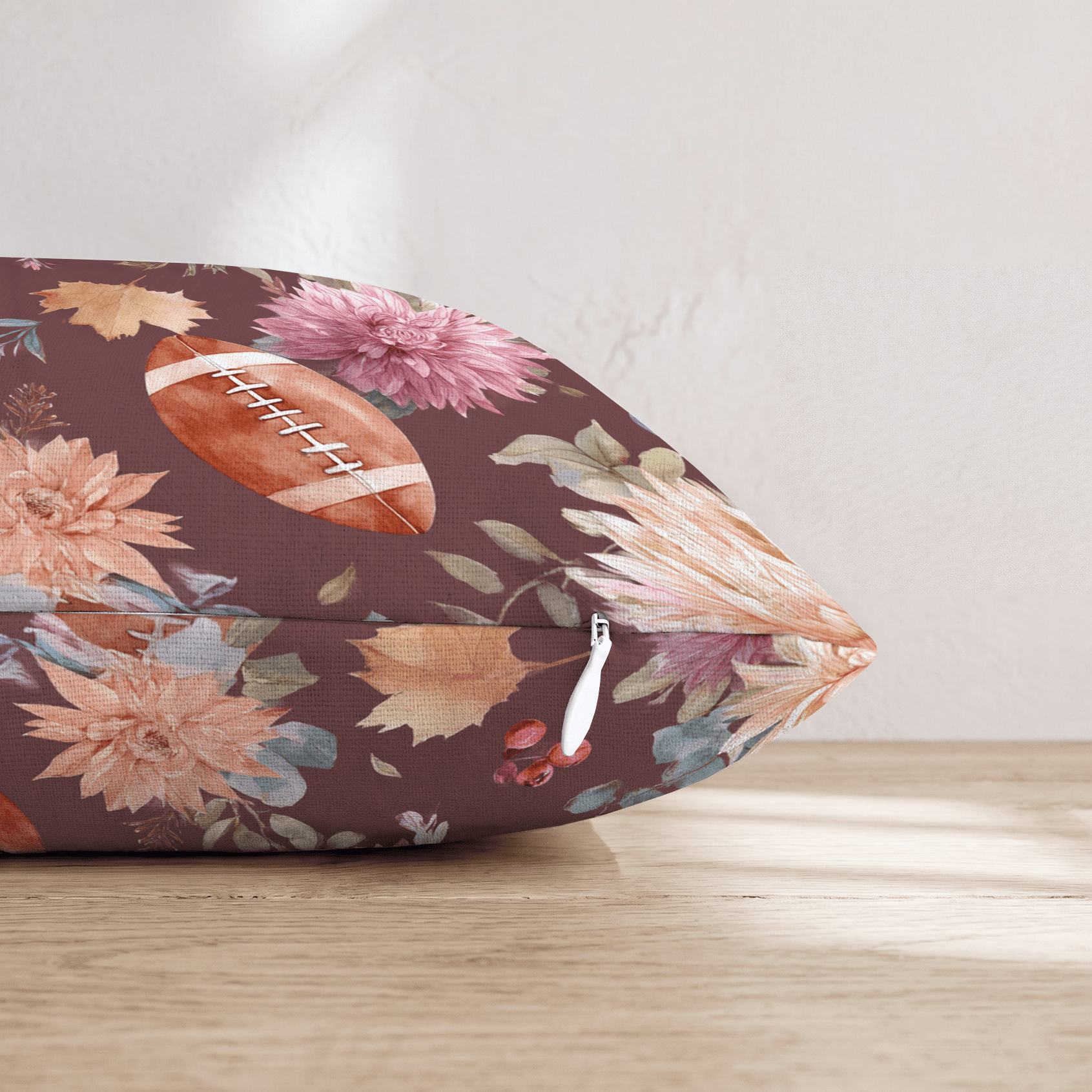 Blush Floral Football Toss Throw Pillow - Hillcroft Home