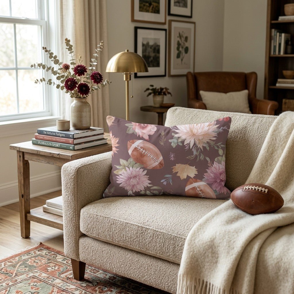 Blush Floral Football Toss Throw Pillow - Hillcroft Home
