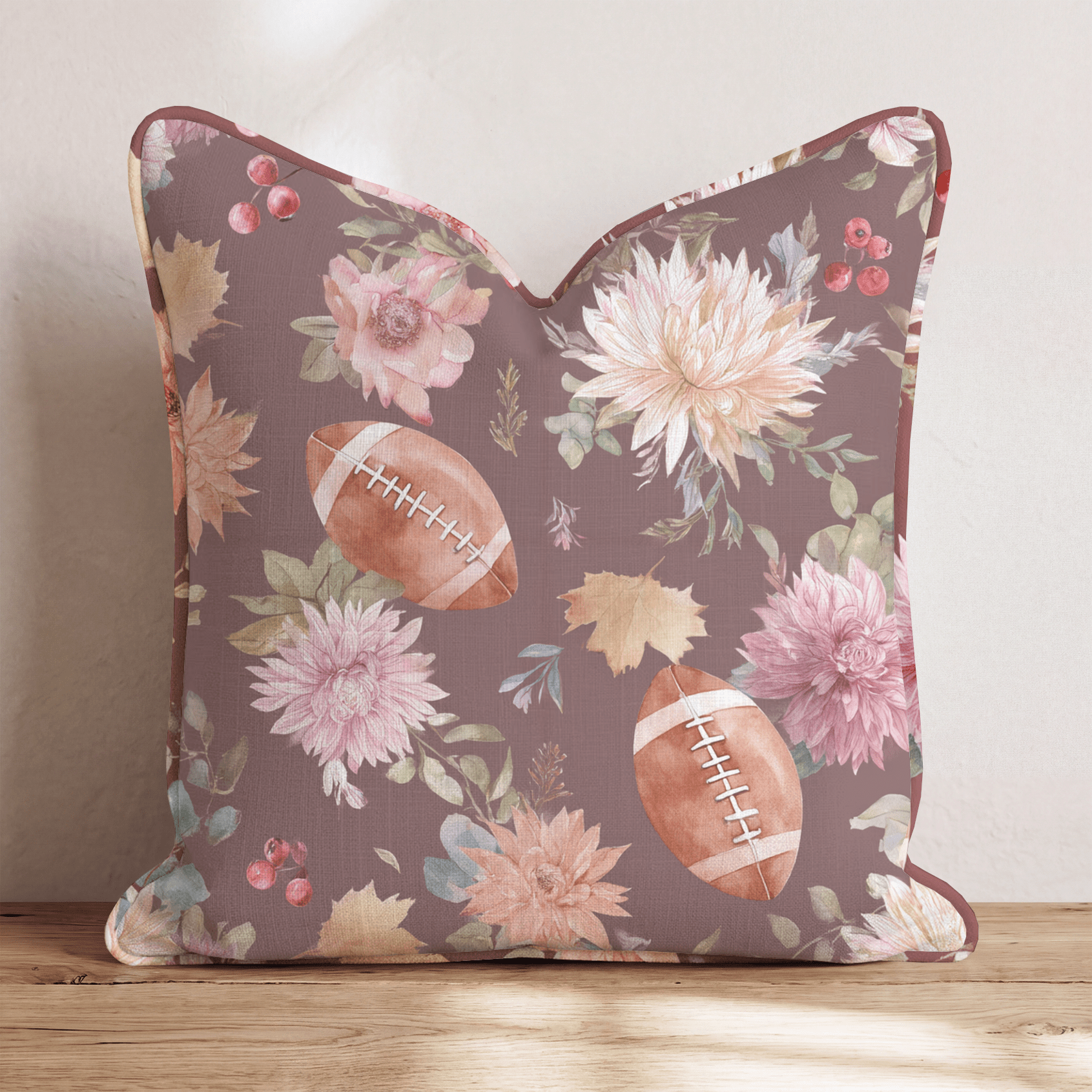 Blush Floral Football Toss Throw Pillow - Hillcroft Home