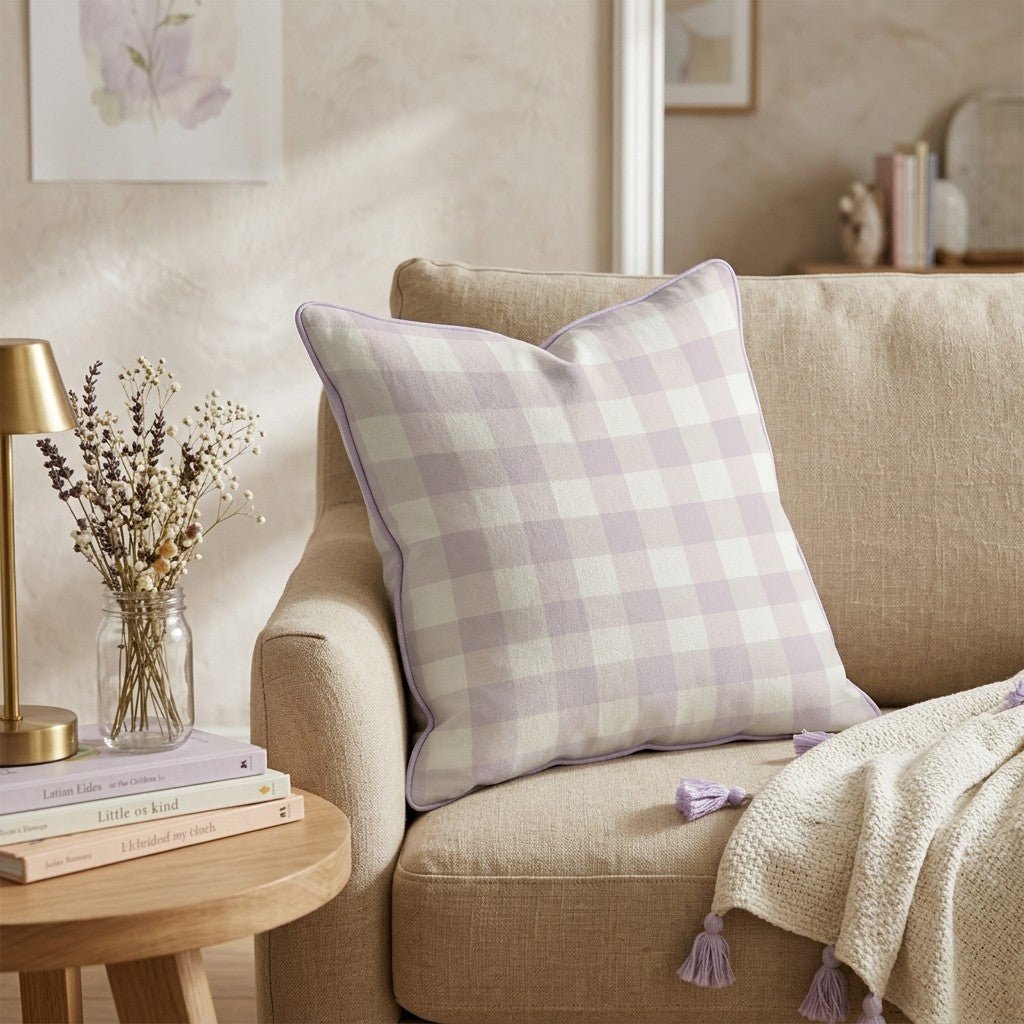 Blush Gingham Check Throw Pillow - Hillcroft Home