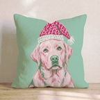 Blush Labrador Retriever Santa Cap Throw Pillow - Hillcroft Home