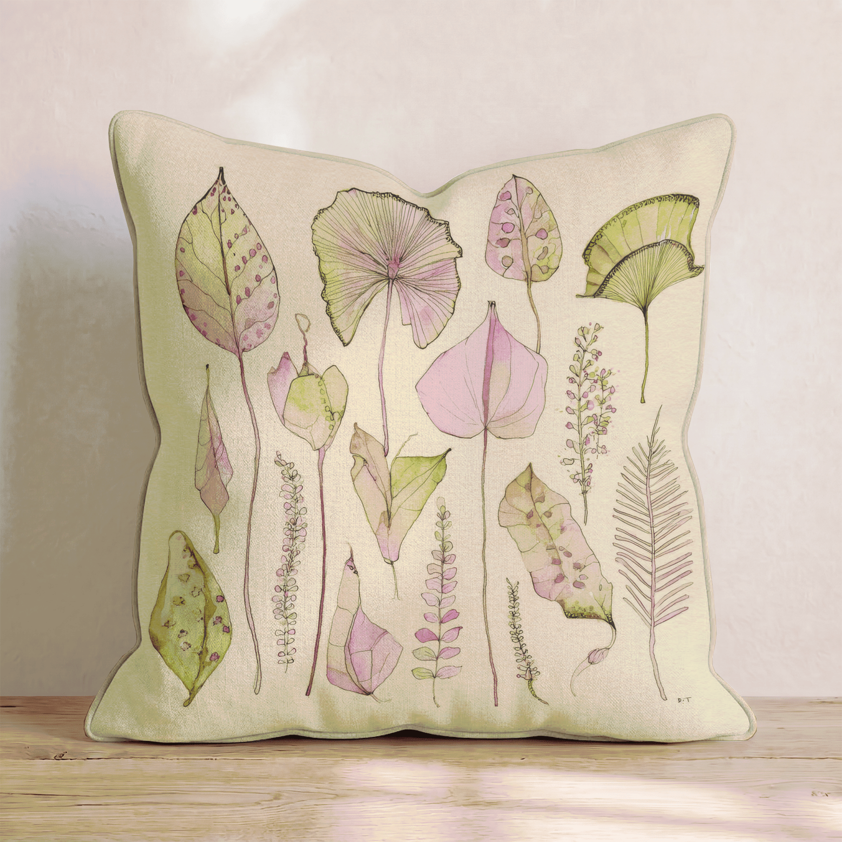 Blush Leaf Study Throw Pillow - Hillcroft Home