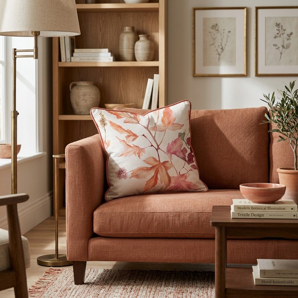 Blush Maple Sprigs Throw Pillow - Hillcroft Home