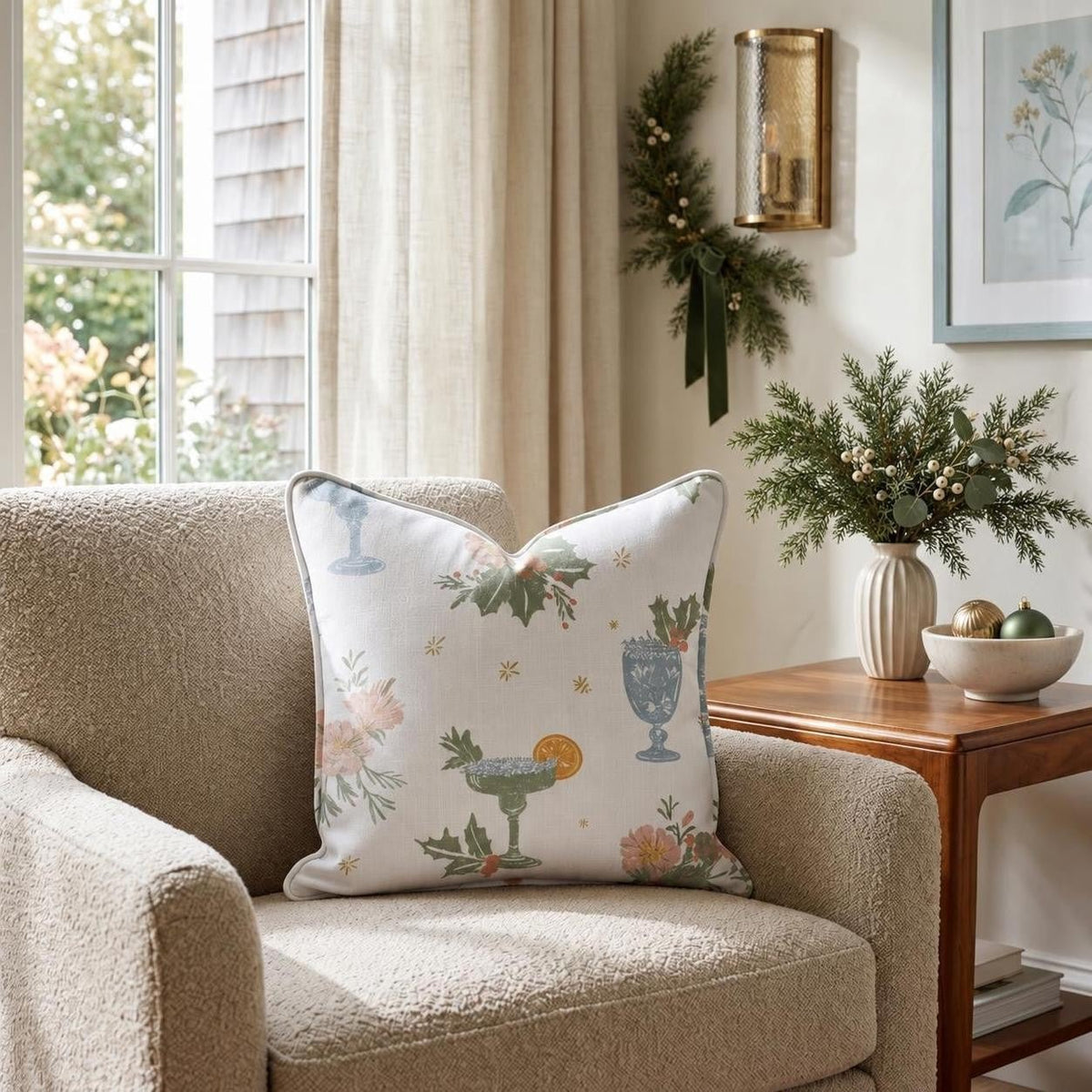 Blush Margarita Garden Throw Pillow throw pillow - Hillcroft Home