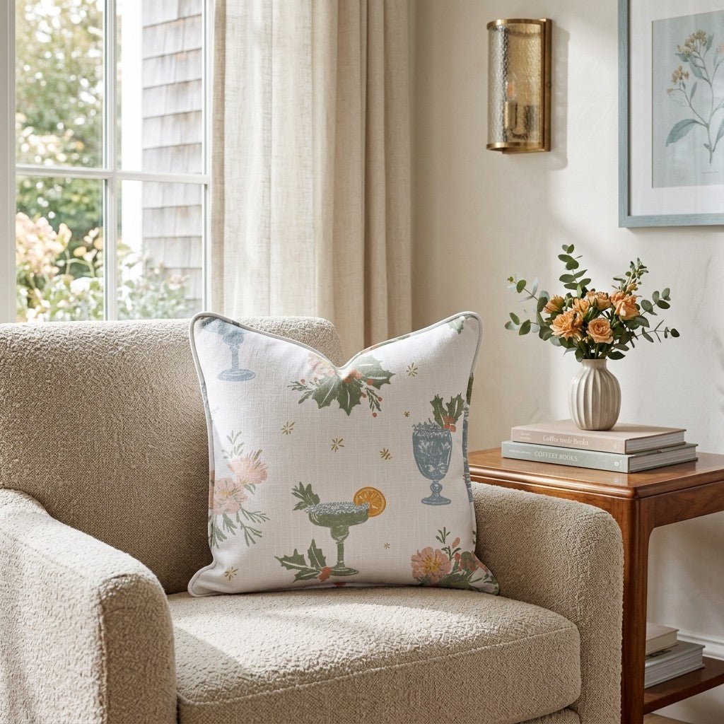 Blush Margarita Garden Throw Pillow - Hillcroft Home