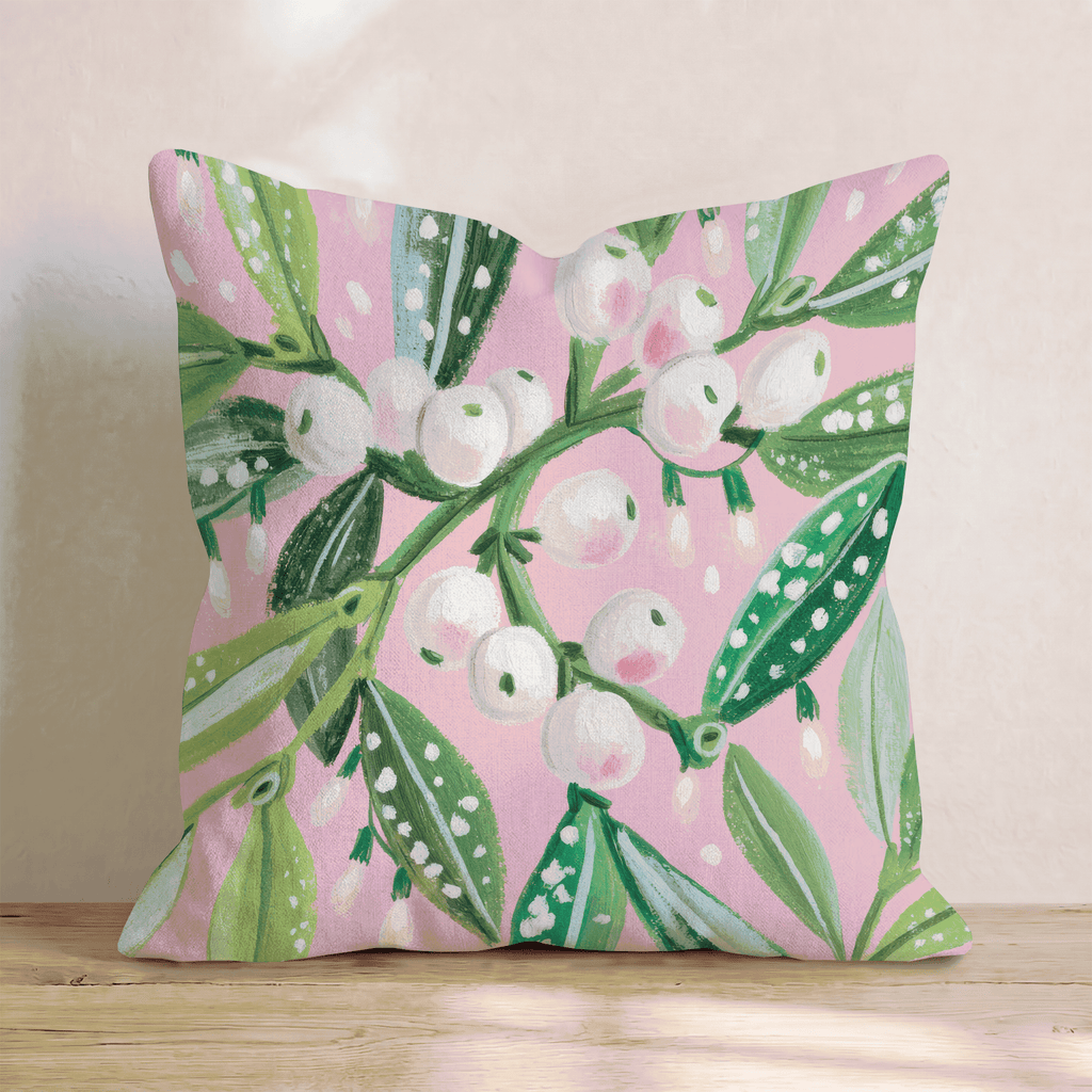 Blush Mistletoe Sprig Throw Pillow - Hillcroft Home