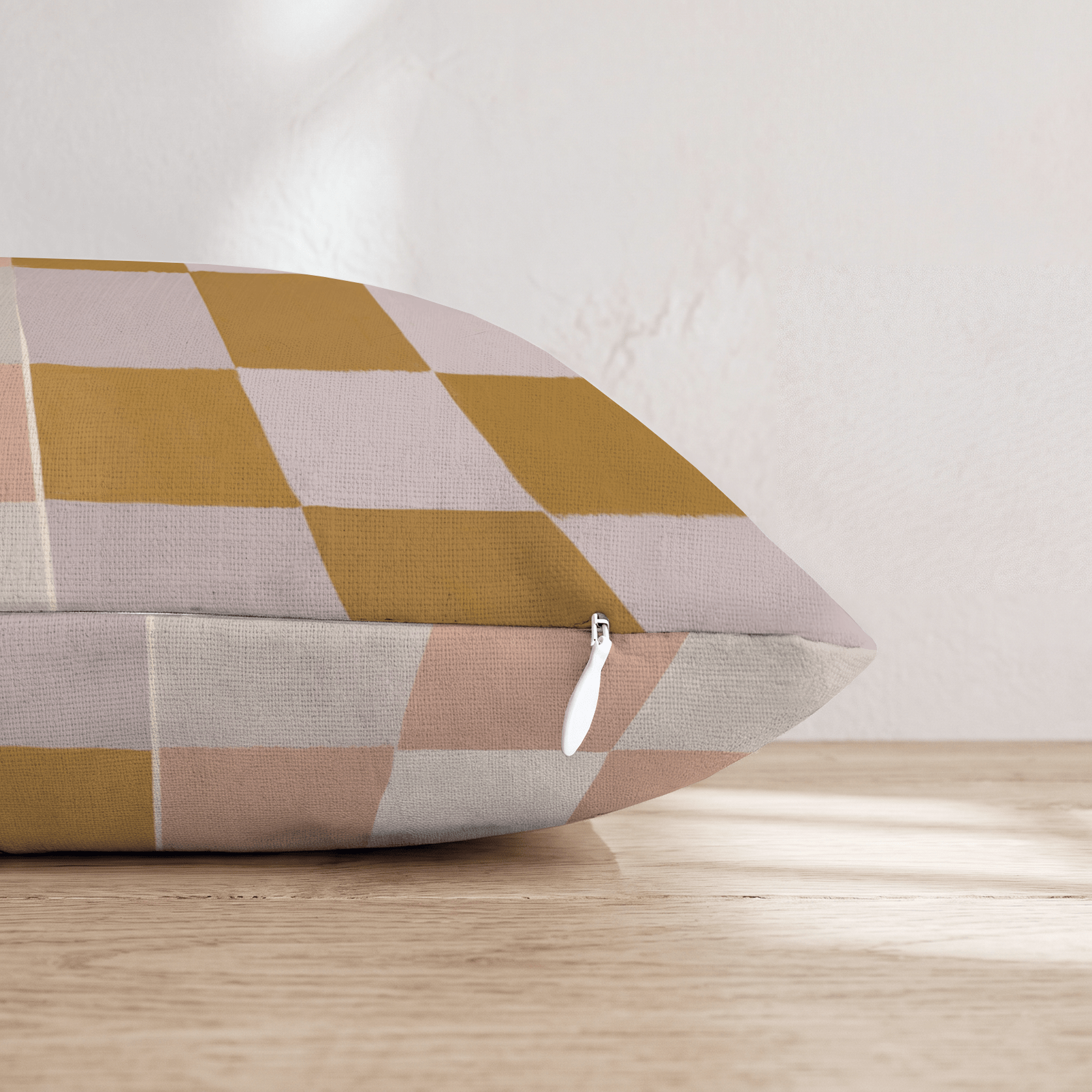 Blush Mustard Split Check Throw Pillow - Hillcroft Home
