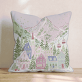 Blush Peak Ski Village Throw Pillow - Hillcroft Home