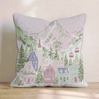 Blush Peak Ski Village Throw Pillow - Hillcroft Home